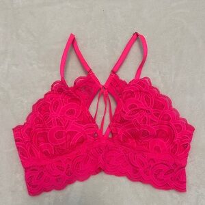 Aerie Hot Pink Lace Bralette